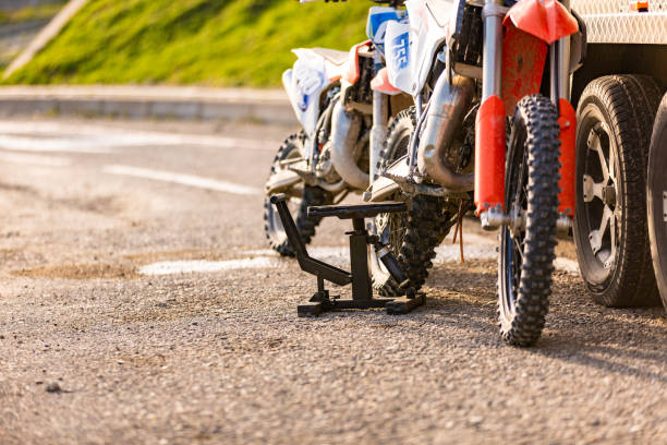 istock mountain off-road motorcycles in the parking 975350018