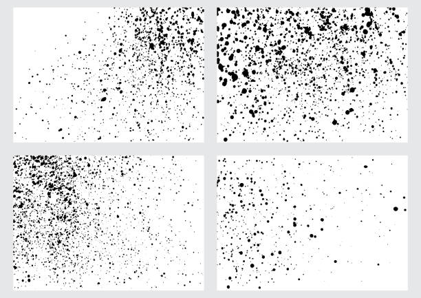 zestaw tła rozpryski. czarny kaligrafii atramentu splats. kolekcja. krople farby w sprayu. wektor grunge farby atramentu splats, plamy i plamy . grunge wektor wektorowe plamy atramentu. - splattered stock illustrations