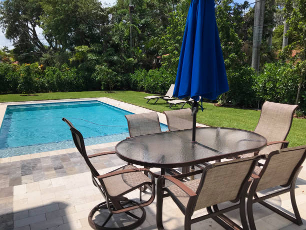 istock Swimming pool in the backyard of house 975402232