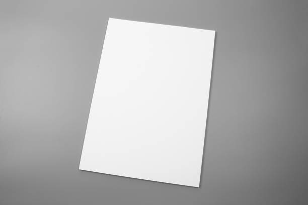 istock Blank portrait A4. brochure magazine isolated on gray, changeable background / white paper isolated on gray 975449848