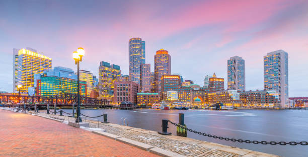 istock Boston Harbor and Financial District at twilight 975466676