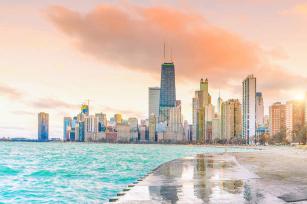 istock Downtown chicago skyline at sunset Illinois 975466886