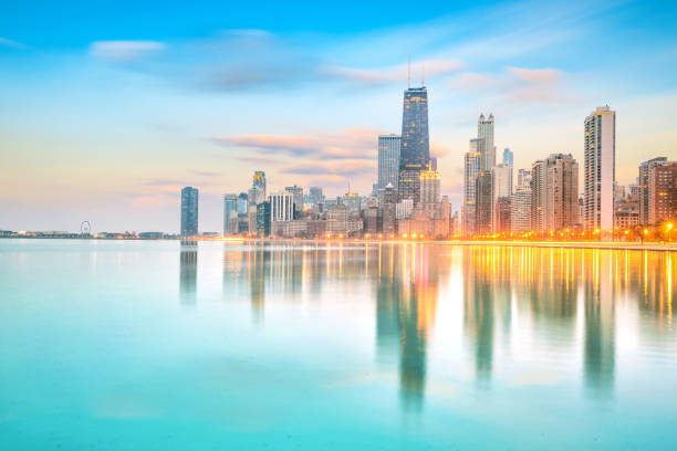 istock Downtown chicago skyline at sunset Illinois 975466910