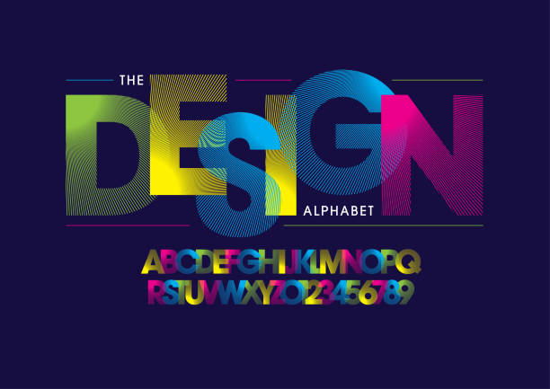 Stripy alphabet Vector of stripy bold font and alphabet alphabet stock illustrations