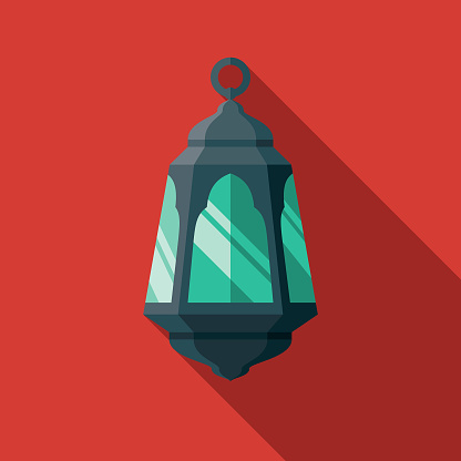 A flat design styled Ramadan celebrations icon with a long side shadow. Color swatches are global so it’s easy to edit and change the colors.