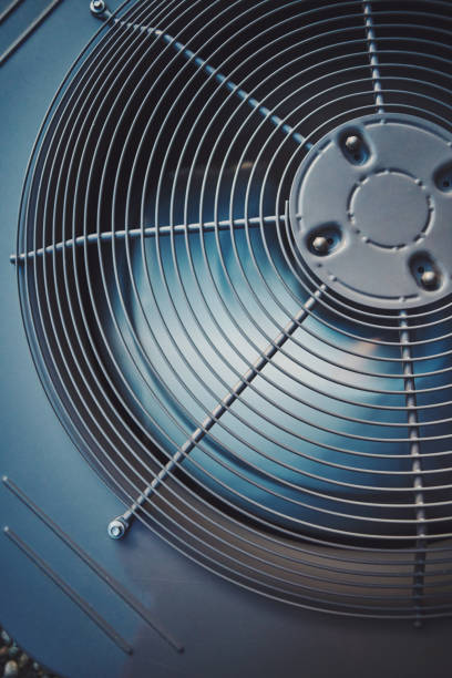 istock Air conditioner unit with fan running 975500414