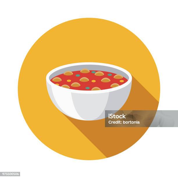 Harira Flat Design Ramadan Icon Stock Illustration - Download Image Now - Bowl, Soup, Illustration