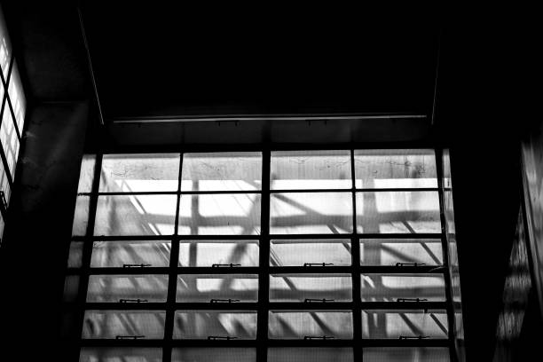 istock Modern office building detail, glass surface with B&W color 975507846