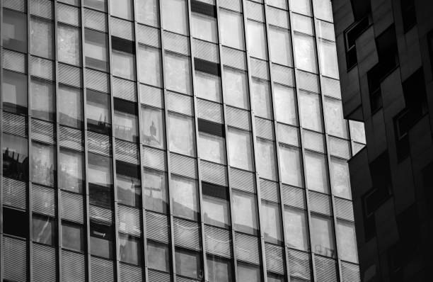 istock Modern office building detail, glass surface with B&W color 975507902