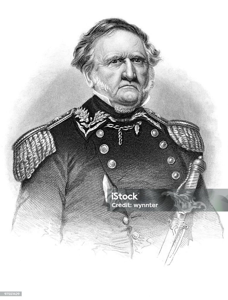 Портрет «Winfield Скотт, 1864 - Стоковые иллюстрации Mexican American War роялти-фри