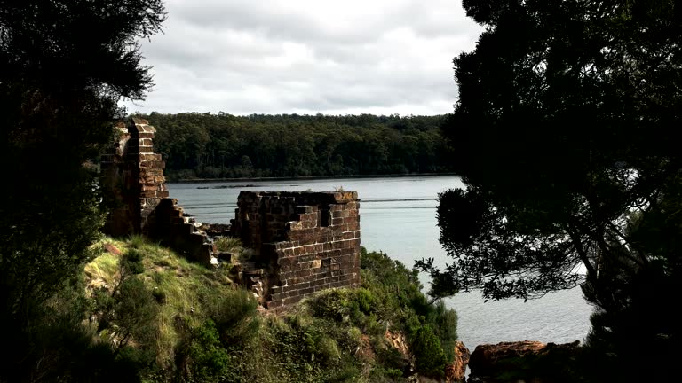 sarah island penal settlement ruins in macquarie harbour, tasmania