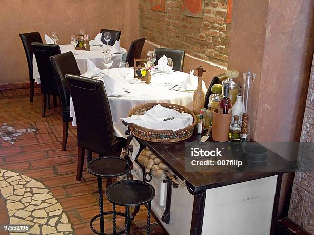 Restaurant Interior Stock Photo - Download Image Now - Bottle, Brick, Brick Wall