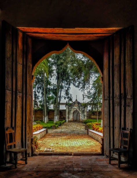 The entrance to a 16th century Catholic parish in Guerrero, Mexico.