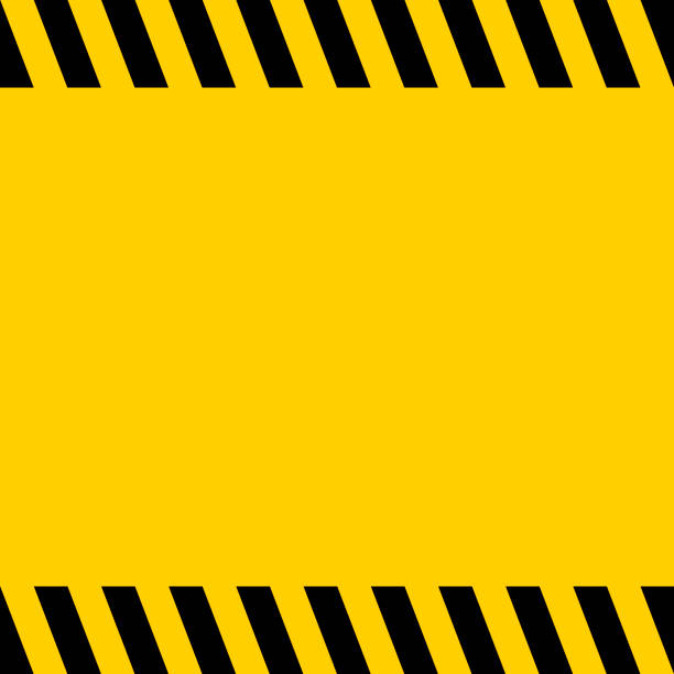 czarno-żółta linia ostrzegawska paski kwadratowe tło tytułu, tło znaku wektorowego dla powiadomień ostrzegawczych, szablon ważne wiadomości - safety yellow road striped stock illustrations