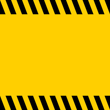 Black and yellow warning line striped square title background, vector sign background for warning notifications, template for important messages