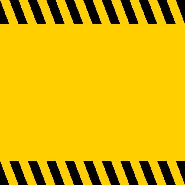 Vector illustration of Black and yellow warning line striped square title background, vector sign background for warning notifications, template important messages