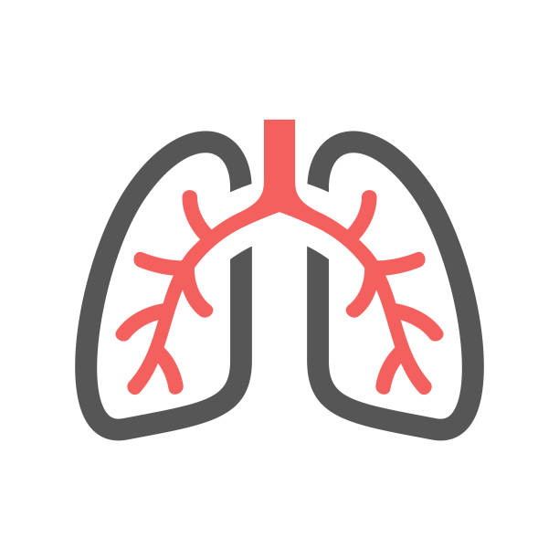 illustrazioni stock, clip art, cartoni animati e icone di tendenza di icona della pulmonologia - polmone