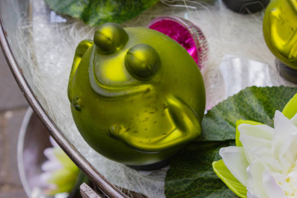 lotus and frog garden decoration in shopping mall of south germany