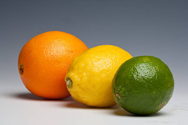 Citrus fruits orange lemon lime stock photo