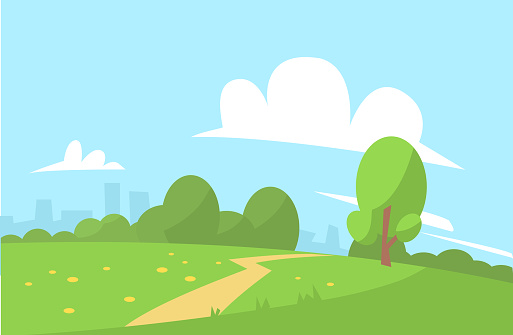 Summer landscape vector illustration cartoon style