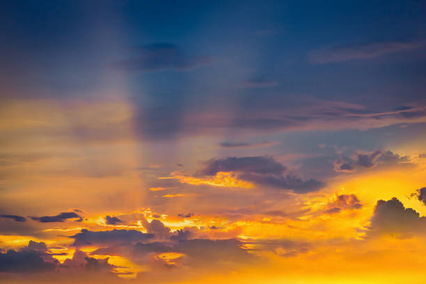 Colorful Beautiful blue sky with cloud formation background.