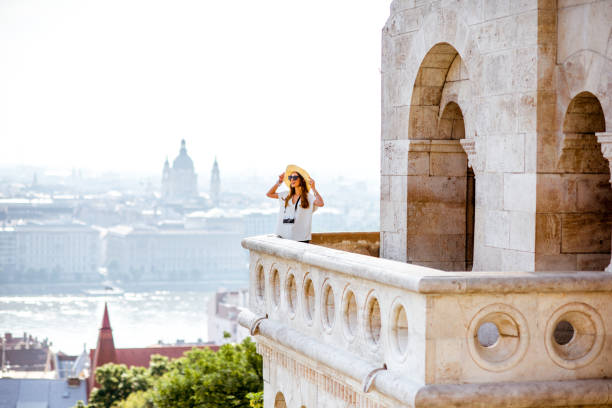 istock Woman enjoying cityscape view on Budapest 975609224