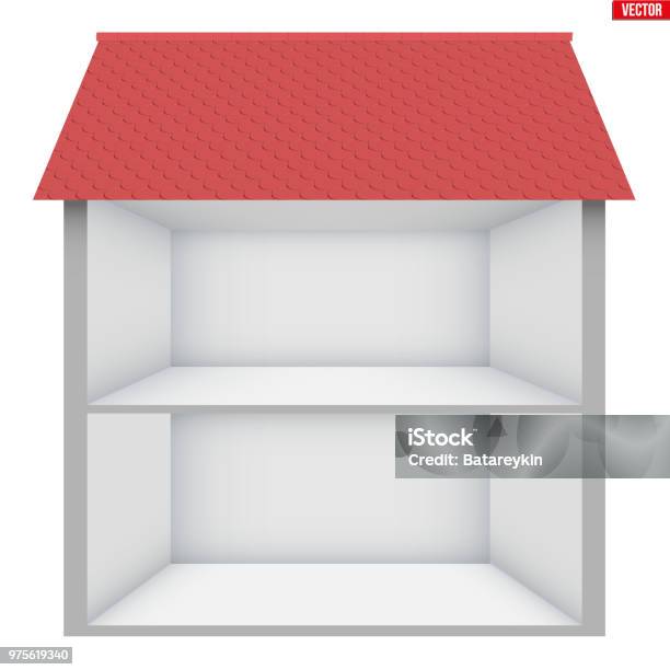 House In Cut Stock Illustration - Download Image Now - House, Building Story, Flooring