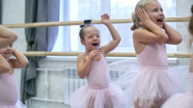 Happy Little Girls After Ballet Lesson