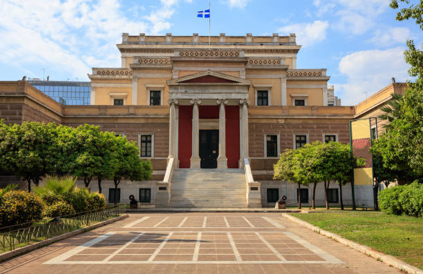 Athens, Greece - Old Parliament, National historical museum Athens, Greece - Old Parliament and National historical museum civic center park stock pictures, royalty-free photos & images