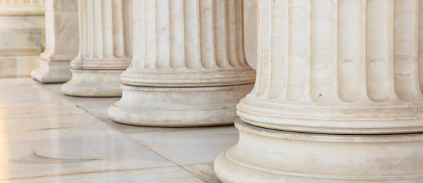 istock Classical marble pillars on the facade, Athens Greece 975629508