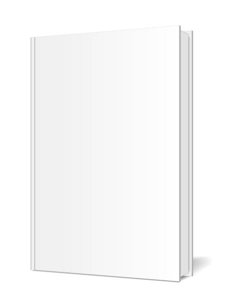 istock The blank template of a vertically standing book with realistic pages and shadows standing on a white surface. Perspective view. 975637060