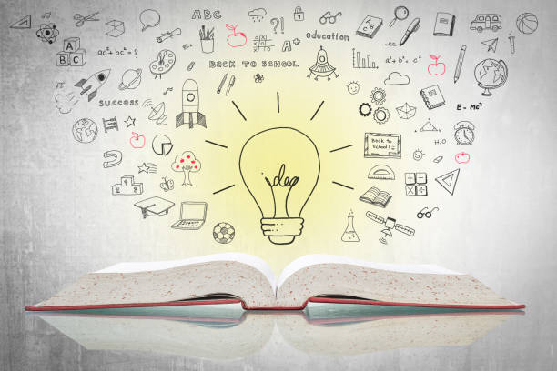 World intellectual property day and education concept with innovative light bulb on book with doodle World intellectual property day and education concept with innovative light bulb on book with doodle global patent stock pictures, royalty-free photos & images