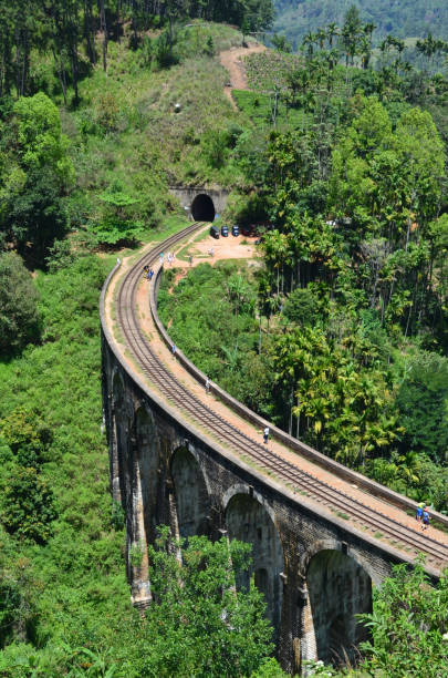 The train trip from Ella to Kandy, in Sri Lanka, is one of the most scenic and beautiful journeys in the world. The Nine Arches Bridge best examples of colonial-era railway construction in sri lanka. Sri Lanka (formerly Ceylon) is an island nation south of India in the Indian Ocean. Its diverse landscapes range from rainforest and arid plains to highlands and sandy beaches. colombo train stock pictures, royalty-free photos & images