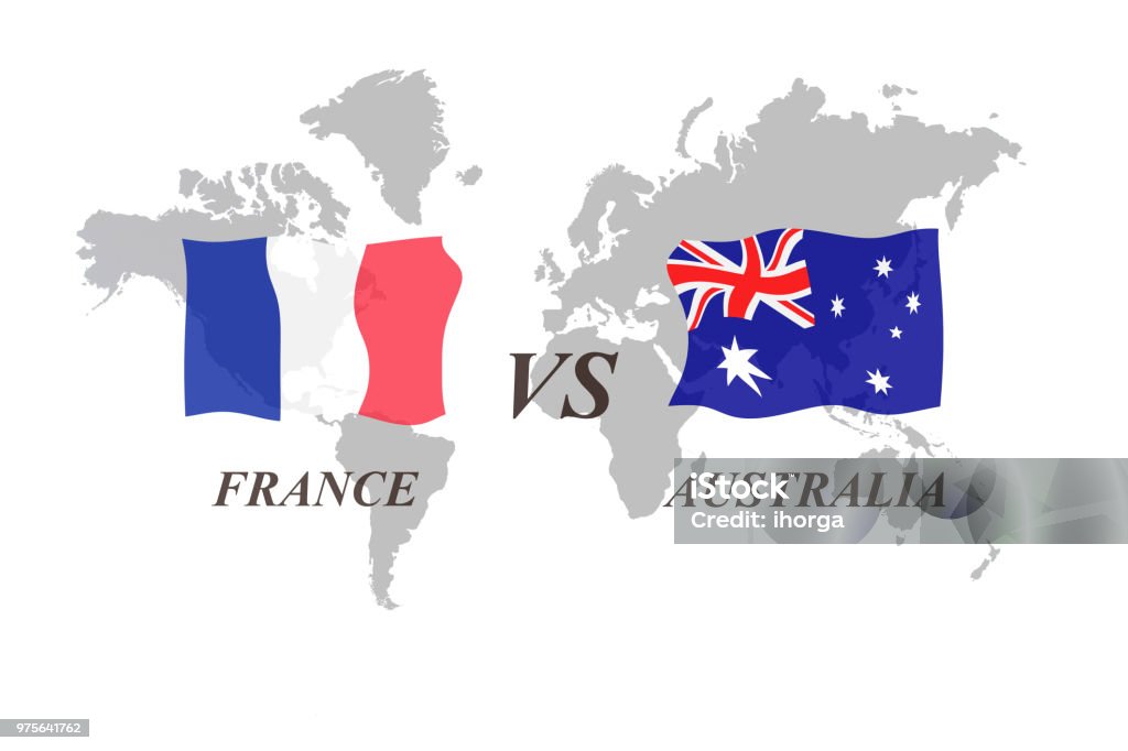 프랑스 vs 호주 - 로열티 프리 International Match 스톡 일러스트