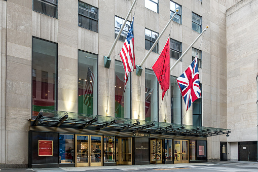 New York City,NY,USA on 12th May2018: Christie's is a British auction house, Christie's has 85 offices in 43 countries with its main US HQ  in the  Rockefeller Center Manhttan in New York City