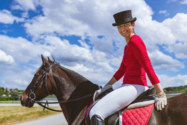 istock Female equestrian on horse 975658252
