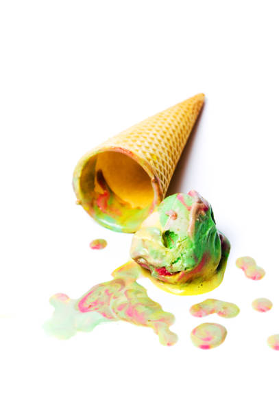 istock Green tea and fruit ice cream on white 975660736