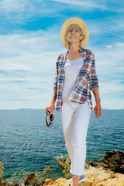 senior woman relaxing, provence, france - 5934 imagens e fotografias de stock