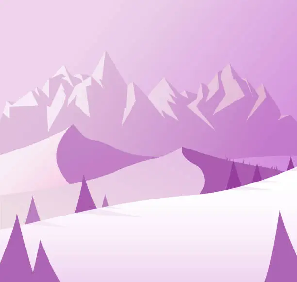 Vector illustration of Mountain scenery vector illustration with sky.