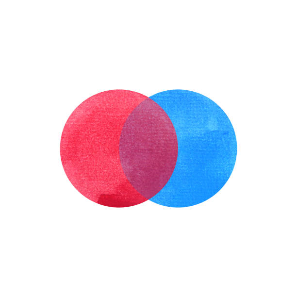 2 основных цвета, синий красный акварель картина круг круглый на белом фоне текстуры бумаги - two colors stock illustrations