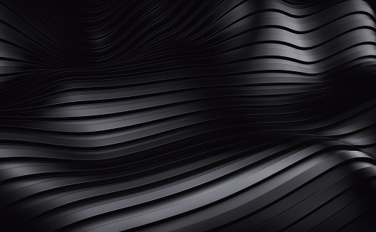 Black stripe waves futuristic background. 3d rendering