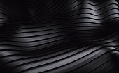 Black stripe waves futuristic background. 3d render