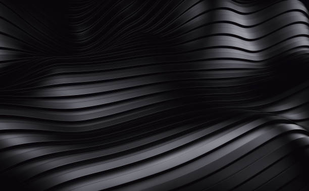 Black stripe waves futuristic background. 3d render stock photo