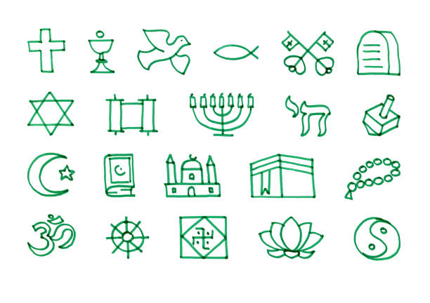 istock Religion symbols icons set drawn with felt-tip pen 975681278