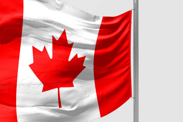 istock Isolated Canada Flag waving 3d Realistic fabric 975681570