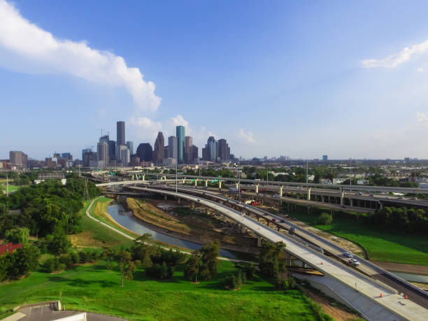 istock Vintage tone downtown and interstate I45 highway flyover 975682326