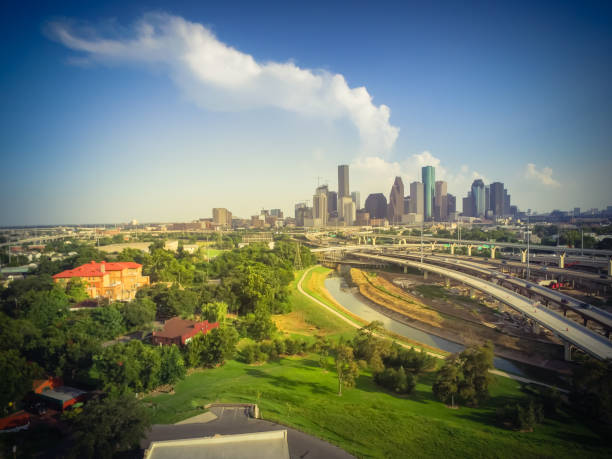 istock Vintage tone downtown and interstate I45 highway flyover 975682426