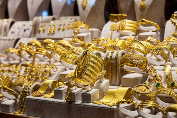 istock gold jewelry in the bazaar in Istanbul 975682436