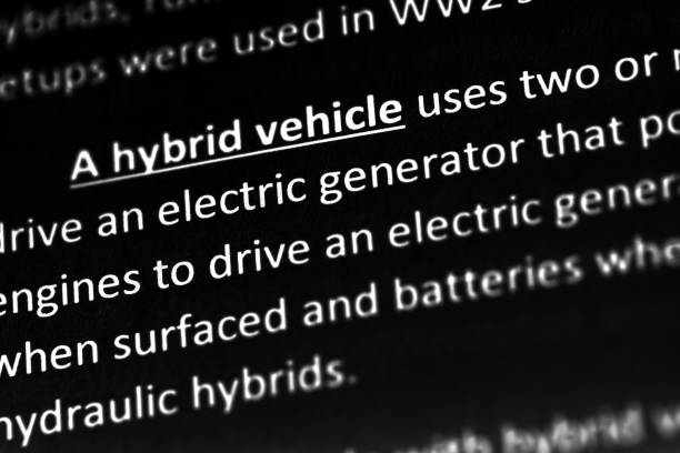 istock A hybrid vehicle explanation or description in dictionary or article. 975684616