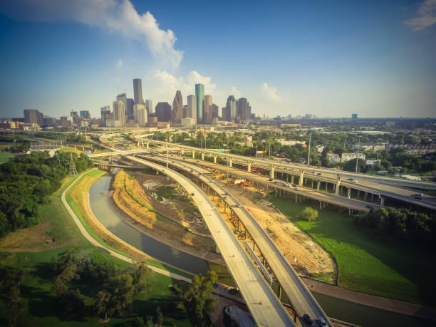 istock Vintage tone downtown and interstate I45 highway flyover 975684806